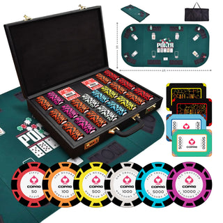 Copag Poker Chipset - TN, 500/800/1000 Pcs, 30/50/80 Plaques, Clay, 45mm, 18g