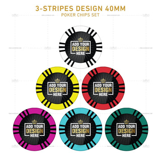 Customisable Gaming Chips - 3 Stripes, Clay, 40mm, 14g