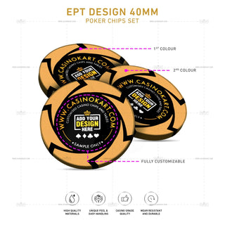 Customisable Gaming Chips - EPT, Clay, 40mm, 14g