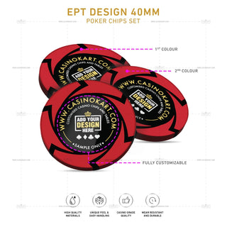 Customisable Gaming Chips - EPT, Clay, 40mm, 14g