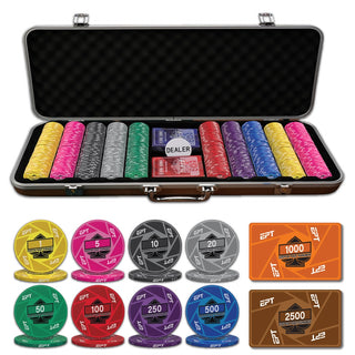 EPT Poker Chipset - 300/500 Pcs, 10/20 Plaques, Ceramic, 40/45/50mm, 10/14/17g