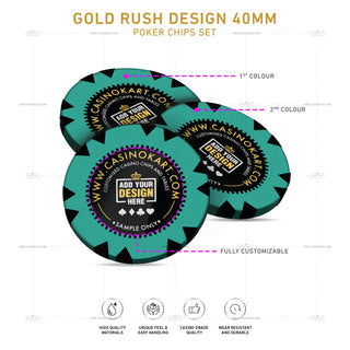 Customisable Gaming Chips - Gold Rush, Clay, 40mm, 14g