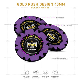 Customisable Gaming Chips - Gold Rush, Clay, 40mm, 14g