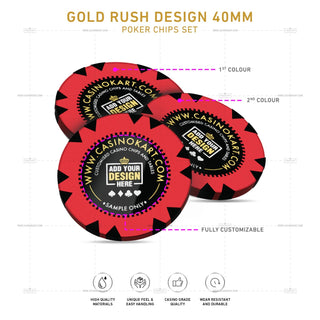 Customisable Gaming Chips - Gold Rush, Clay, 40mm, 14g