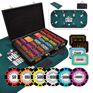 Modiano Poker Chipset - TN, 500/800 Pcs, 30/50 Plaques, Clay, 45mm, 18g