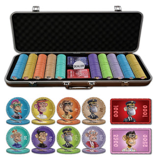 NFT Monkey Poker Chipset - 300/500 Pcs, 10/20 Plaques, Ceramic, 40/45/50mm, 10/14/17g