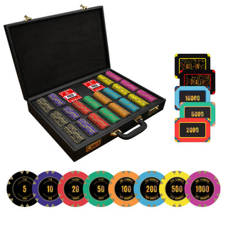 Nova Gilten Poker Chipset - GRG, 500/800/1000 Pcs, 30/50/80 Plaques, Clay, 40mm, 14g