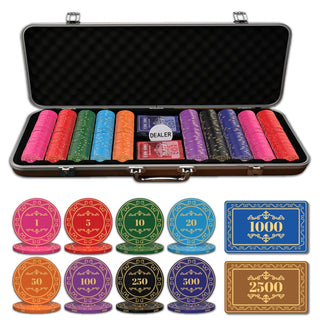 Rosette Poker Chipset - 300/500 Pcs, 10/20 Plaques, Ceramic, 40/45/50mm, 10/14/17g