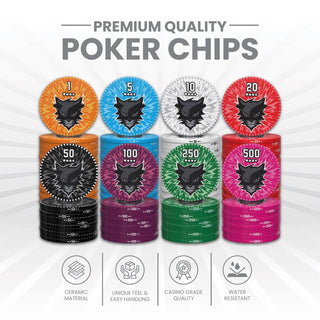 Vixen Poker Chipset - 300/500 Pcs, 10/20 Plaques, Ceramic, 40/45/50mm, 10/14/17g